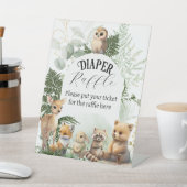 ウッドランド動物緑おむつラッフルベビーシャワー 台座サイン (インサイチュ)