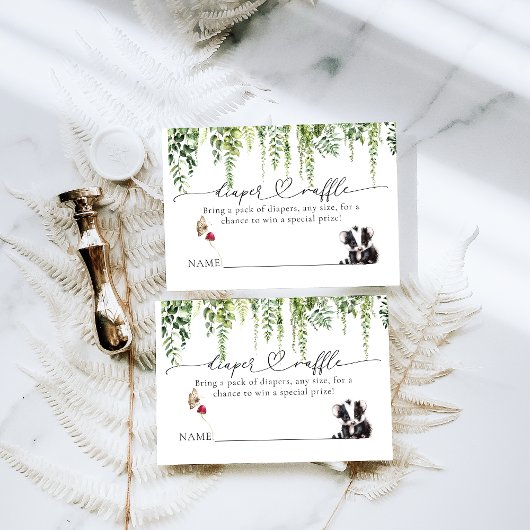 ウッドランド動物緑のキノコの赤ちゃんシャワー エンクロージャーカード