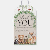 ウッドランド動物緑のキノコの赤ちゃんシャワー ギフトタグ (正面)