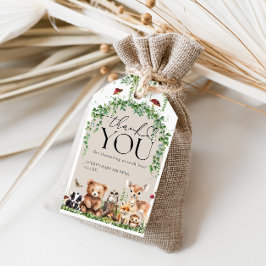 ウッドランド動物緑のキノコの赤ちゃんシャワー ギフトタグ