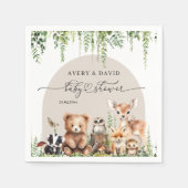 ウッドランド動物緑のキノコの赤ちゃんシャワー スタンダードカクテルナプキン (正面)