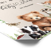 ウッドランド動物緑のキノコの赤ちゃんシャワー ポスター (角)