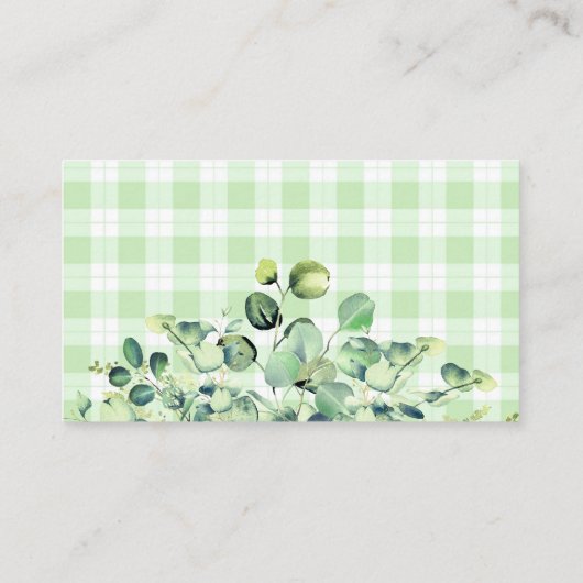 ウッドランド動物緑のユーカリおむつラッフル エンクロージャーカード (裏面)