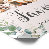 ウッドランド動物緑の女の子の赤ちゃんシャワーの好意 ポスター (角)