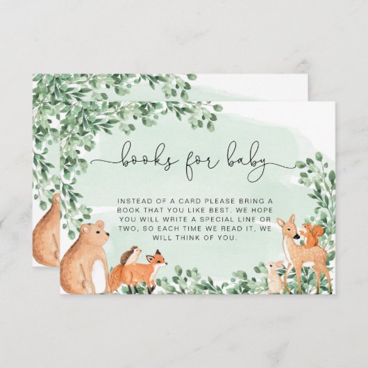 ウッドランド動物緑の本リクエスト挿入カード エンクロージャーカード (正面/裏面)