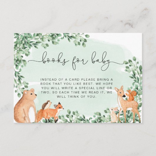 ウッドランド動物緑の本リクエスト挿入カード エンクロージャーカード (正面)