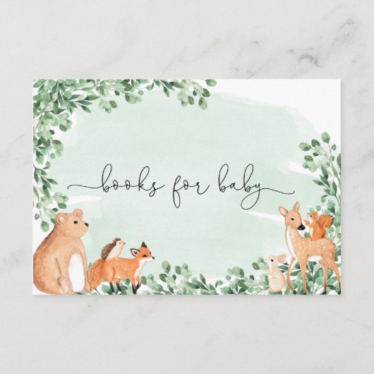 ウッドランド動物緑の本リクエスト挿入カード エンクロージャーカード (裏面)