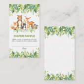 ウッドランド動物緑の森の男の子おむつラッフル エンクロージャーカード (正面/裏面)