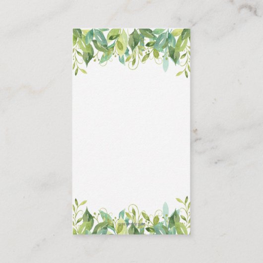 ウッドランド動物緑の森の男の子おむつラッフル エンクロージャーカード (裏面)