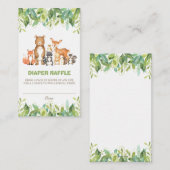 ウッドランド動物緑の森の男の子おむつラッフル エンクロージャーカード (正面/裏面)