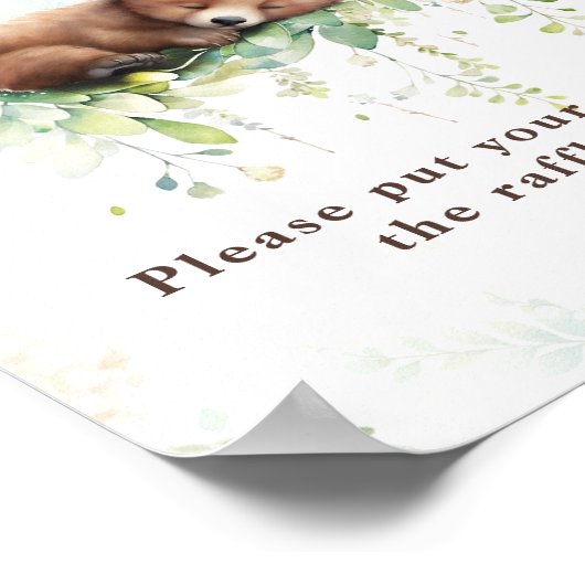 ウッドランド動物緑の男の赤ちゃんシャワーおむつ ポスター (角)