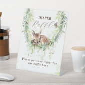 ウッドランド動物緑の男の赤ちゃんシャワーおむつ 台座サイン (インサイチュ)