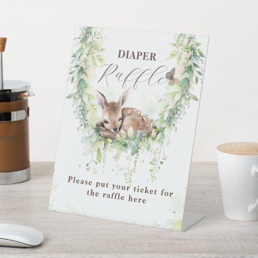 ウッドランド動物緑の男の赤ちゃんシャワーおむつ 台座サイン (インサイチュ)