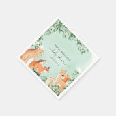 ウッドランド動物緑の赤ちゃんシャワーペーパーナプキン スタンダードカクテルナプキン (角)