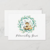 ウッドランド動物緑の赤ちゃんシャワー予約リクエスト 招待状 (正面/裏面)