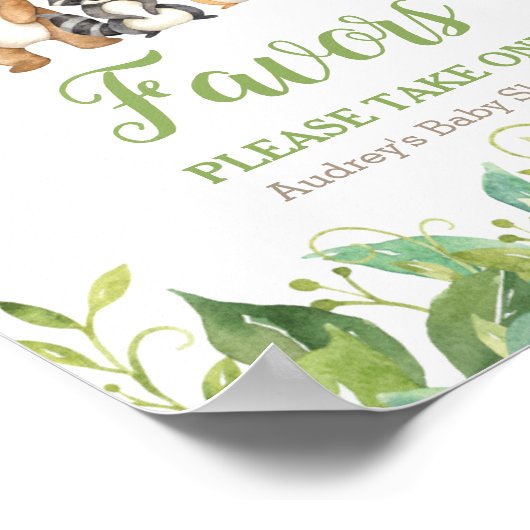 ウッドランド動物緑の赤ちゃんシャワー好意サイン ポスター (角)