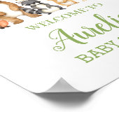 ウッドランド動物緑の赤ちゃんシャワー歓迎サイン ポスター (角)