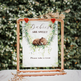 ウッドランド動物緑の赤ちゃんシャワー甘いお菓子 ポスター