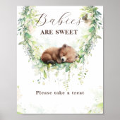 ウッドランド動物緑の赤ちゃんシャワー甘いお菓子 ポスター (正面)