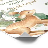 ウッドランド動物緑の赤ちゃん誕生プリントの統計 ポスター (角)