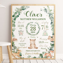 ウッドランド動物緑の赤ちゃん誕生プリントの統計