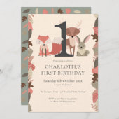 ウッドランド動物誕生会 招待状 (正面/裏面)