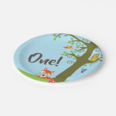 ウッドランド動物誕生日パーティー ペーパープレート (アングル)