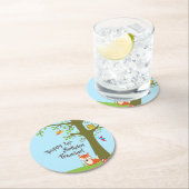 ウッドランド動物誕生日パーティー ラウンドペーパーコースター (インサイチュ)