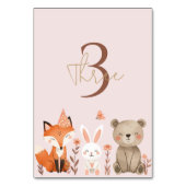 ウッドランド動物誕生日ピンク素朴 テーブルナンバー (裏面)
