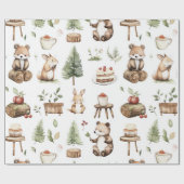 ウッドランド動物誕生日森パーティー ラッピングペーパー (フラット)