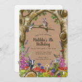 ウッドランド動物誕生日森招待状 招待状 (正面/裏面)