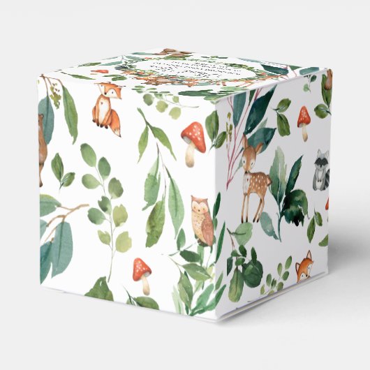 ウッドランド動物誕生日赤ちゃんシャワーありがとう フェイバーボックス (裏面サイド)