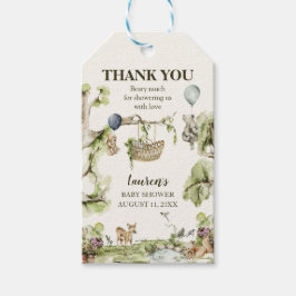 ウッドランド動物赤ちゃんシャワーありがとう好意 ギフトタグ