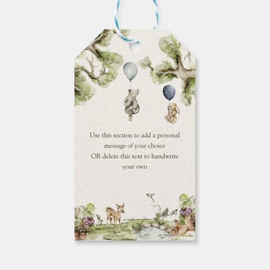 ウッドランド動物赤ちゃんシャワーありがとう好意 ギフトタグ (裏面)