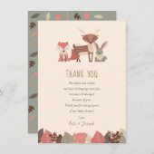 ウッドランド動物赤ちゃんシャワーありがとう詩 サンキューカード (正面/裏面)