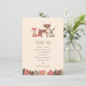 ウッドランド動物赤ちゃんシャワーありがとう詩 サンキューカード (スタンド正面)