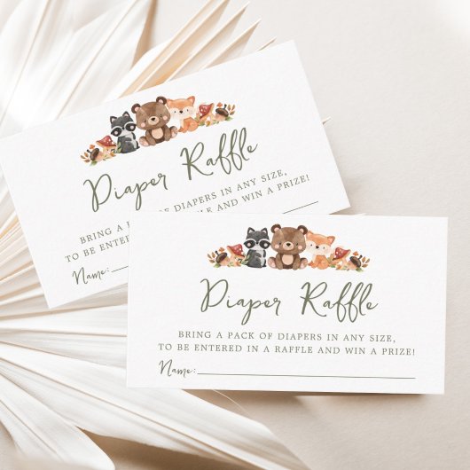 ウッドランド動物赤ちゃんシャワーおむつラッファー エンクロージャーカード