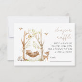 ウッドランド動物赤ちゃんシャワーおむつラッフルカード 出欠カード (正面)