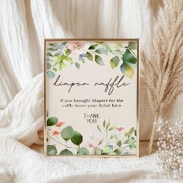 ウッドランド動物赤ちゃんシャワーおむつラッフルサイン ポスター