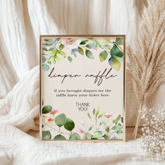 ウッドランド動物赤ちゃんシャワーおむつラッフルサイン ポスター