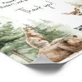 ウッドランド動物赤ちゃんシャワーおむつラッフルサイン ポスター (角)