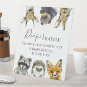 ウッドランド動物赤ちゃんシャワーおむつラッフルサイン 台座サイン (インサイチュ)