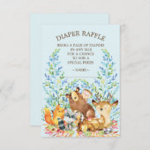 ウッドランド動物赤ちゃんシャワーおむつラッフルチケット エンクロージャーカード (正面/裏面)