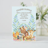 ウッドランド動物赤ちゃんシャワーおむつラッフルチケット エンクロージャーカード (スタンド正面)