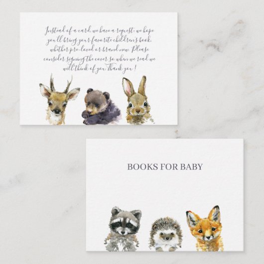 ウッドランド動物赤ちゃんシャワーおむつラッフルチケット エンクロージャーカード (正面/裏面)