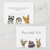 ウッドランド動物赤ちゃんシャワーおむつラッフルチケット エンクロージャーカード (正面/裏面)