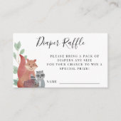 ウッドランド動物赤ちゃんシャワーおむつラッフルリクエスト エンクロージャーカード (正面)