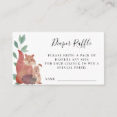 ウッドランド動物赤ちゃんシャワーおむつラッフルリクエスト エンクロージャーカード (正面)