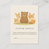 ウッドランド動物赤ちゃんシャワーおむつラッフル エンクロージャーカード (正面)