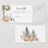 ウッドランド動物赤ちゃんシャワーおむつラッフル エンクロージャーカード (正面/裏面)